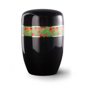 Steel Urn (Black with Poppies Border)